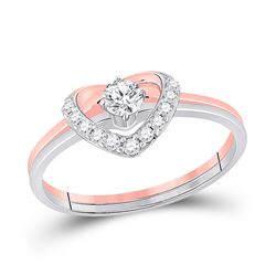 1/4 CTW Heart Diamond Bridal Wedding Ring 14kt Two-tone Gold - REF-35H4R