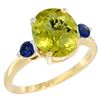 Image 1 : 2.64 CTW Lemon Quartz & Blue Sapphire Ring 14K Yellow Gold - REF-31N4Y