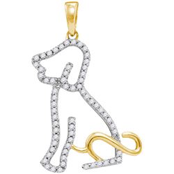 1/5 CTW Womens Round Diamond Dog Doggy Puppy Pendant 10kt Yellow Gold - REF-19F2W