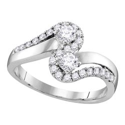 3/4 CTW Round Diamond 2-stone Bridal Wedding Engagement Ring 10kt White Gold - REF-68V2Y