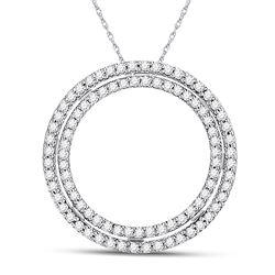 1/4 CTW Womens Round Diamond Circle Pendant 10kt White Gold - REF-17W6H