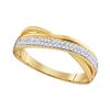 Image 1 : 1/6 CTW Womens Round Diamond Crossover Band Ring 10kt Yellow Gold - REF-19H6R