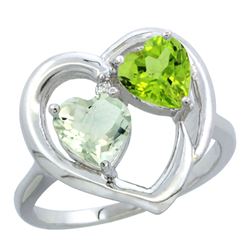 2.61 CTW Diamond, Amethyst & Peridot Ring 10K White Gold - REF-23M7A