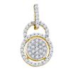 Image 1 : 1/5 CTW Womens Round Diamond Circle Frame Cluster Pendant 10kt Yellow Gold - REF-13A5M