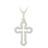 Image 1 : 1/6 CTW Womens Round Diamond Cross Religious Pendant 10kt Yellow Gold - REF-9H5R