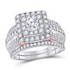 Image 1 : 1 & 1/2 CTW Round Diamond Bridal Wedding Ring 14kt Two-tone Gold - REF-224W9H