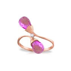 Genuine 2.52 ctw Pink Topaz & Diamond Ring 14KT Rose Gold - REF-26R6P