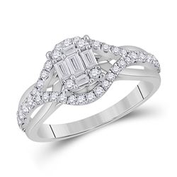 3/4 CTW Womens Baguette Diamond Fashion Ring 14kt White Gold - REF-88F5W