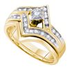 Image 1 : 1/4 CTW Round Diamond Chevron Bridal Wedding Ring 10kt Yellow Gold - REF-36Y2N