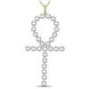 Image 1 : 5/8 CTW Mens Round Diamond Ankh Cross Charm Pendant 10kt Yellow Gold - REF-70M8F