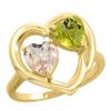 Image 1 : 1.91 CTW Diamond, Morganite & Lemon Quartz Ring 14K Yellow Gold - REF-36F3N