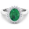 Image 3 : Natural 2.39 CTW Zambian Emerald & Diamond Ring 14K White Gold - REF-51H2M