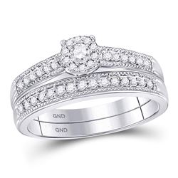 1/3 CTW Round Diamond Bridal Wedding Ring Band Set 10kt White Gold - REF-55N3A
