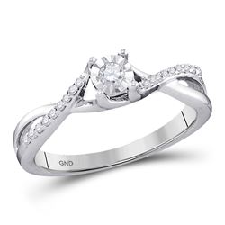 1/6 CTW Round Diamond Solitaire Twist Bridal Wedding Engagement Ring 10kt White Gold - REF-22T5V