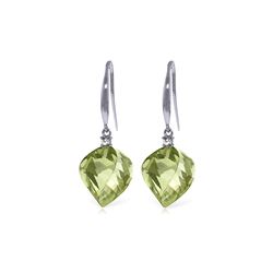 Genuine 26.1 ctw Green Amethyst & Diamond Earrings 14KT White Gold - REF-55Z3N