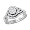 Image 1 : 1 CTW Round Diamond Bridal Wedding Ring 14kt White Gold - REF-92T3V
