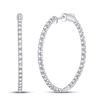Image 1 : 1 & 5/8 CTW Womens Round Diamond Inside-Outside Hoop Earrings 14kt White Gold - REF-136Y4N