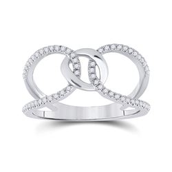 1/6 CTW Womens Round Diamond Negative Space Link Fashion Ring 14kt White Gold - REF-31W4H