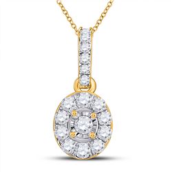 1/5 CTW Womens Round Diamond Oval Pendant 10kt Yellow Gold - REF-13Y5N