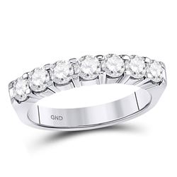 1 CTW Womens Round Diamond Single Row Comfort Wedding Band Ring 14kt White Gold - REF-134A9M