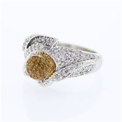 4.39 CTW Citrine & Diamond Ring 14K White Gold - REF-82K7W