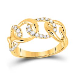 1/3 CTW Womens Round Diamond Curb Link Fashion Ring 14kt Yellow Gold - REF-38T2V