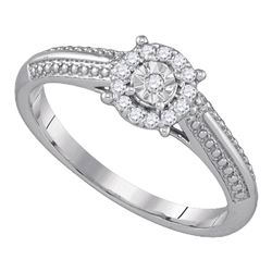 1/10 CTW Womens Round Diamond Cluster Promise Ring 10kt White Gold - REF-19X2T