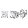Image 1 : 1/4 CTW Unisex Princess Diamond Solitaire Stud Earrings 14kt White Gold - REF-25W9H