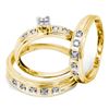 Image 1 : 1/4 CTW His Hers Round Diamond Cluster Matching Wedding Set 10kt Yellow Gold - REF-38N7A