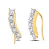 Image 1 : 1/6 CTW Womens Round Diamond Graduated Climber Earrings 10kt Yellow Gold - REF-16V4Y