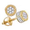 Image 1 : 1/4 CTW Mens Round Diamond 3D Circle Cluster Stud Earrings 10kt Yellow Gold - REF-23H3R