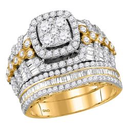 2 & 1/2 CTW Round Diamond Bridal Wedding Ring 14kt Yellow Gold - REF-207T8V