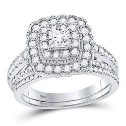 1 CTW Princess Diamond Bridal Wedding Ring 14kt White Gold - REF-136M4F