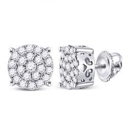 3/4 CTW Womens Round Diamond Cluster Earrings 10kt White Gold - REF-47X6T