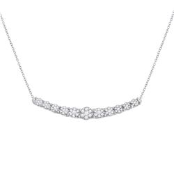 1/2 CTW Womens Round Diamond Curved Graduated Bar Necklace 14kt White Gold - REF-68A2M
