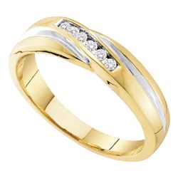 1/8 CTW Mens Round Diamond Wedding Band Ring 10kt Yellow Gold - REF-22Y5N