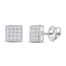 3/8 CTW Womens Princess Diamond Square Earrings 14kt White Gold - REF-28X5T
