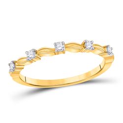 1/10 CTW Womens Round Diamond 5-Stone Stackable Band Ring 14kt Yellow Gold - REF-16V4Y
