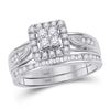 Image 1 : 1/4 CTW Diamond Square Cluster Bridal Wedding Ring 10kt White Gold - REF-43V2Y