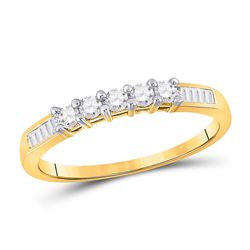 1/3 CTW Womens Round Diamond Wedding 5-Stone Anniversary Band Ring 10kt Yellow Gold - REF-21N8A