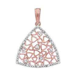1/20 CTW Womens Round Diamond Triangle Pendant 10kt Two-tone Gold - REF-9Y5N