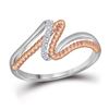 Image 1 : 1/12 CTW Womens Round Diamond Rope Band Ring 10kt Two-tone Gold - REF-15R5X