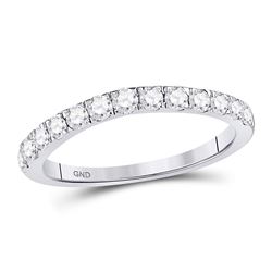 1/2 CTW Womens Round Diamond Single Row Band Ring 10kt White Gold - REF-32H7R