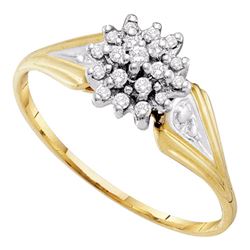 1/10 CTW Womens Round Diamond Cluster Ring 10kt Yellow Gold - REF-15M5F