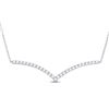 1 CTW Womens Round Diamond Fashion Chevron Bar Necklace 14kt White Gold - REF-88R5X