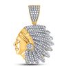 1/2 CTW Mens Round Diamond Native Headdress Charm Pendant 10kt Yellow Gold - REF-59V9Y