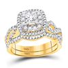 Image 1 : 1 & 1/5 CTW Princess Diamond Bridal Wedding Ring 14kt Yellow Gold - REF-184T3V