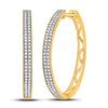 Image 1 : 1/2 CTW Womens Round Diamond Hoop Earrings 10kt Yellow Gold - REF-40A8M