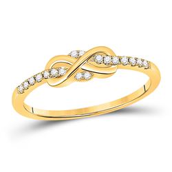 1/10 CTW Womens Round Diamond Infinity Knot Stackable Band Ring 10kt Yellow Gold - REF-20A5M
