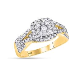 1 CTW Round Diamond Square Cluster Bridal Wedding Engagement Ring 14kt Yellow Gold - REF-97N5A
